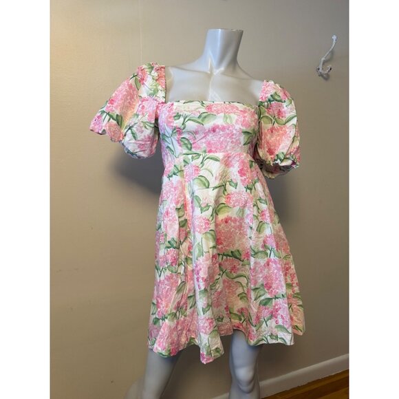 Hill House Smocked Hydrangea Mini Dress With Puff Sleeves Small - Picture 8 of 10